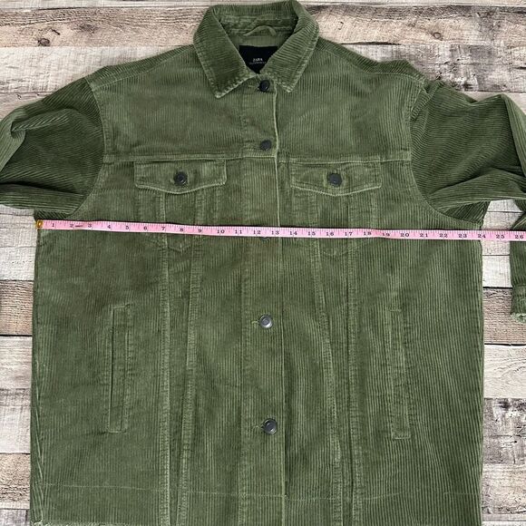 Zara Outerwear Green Corduroy Oversized Frayed Button Up Casual Jacket | XS - Picture 3 of 9